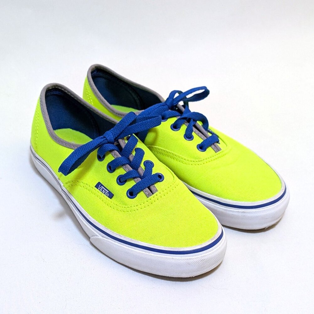 Vans Skater Shoes Punk Classic Neon Brite Green Blue Laces Women's 7.5 Men's 6
